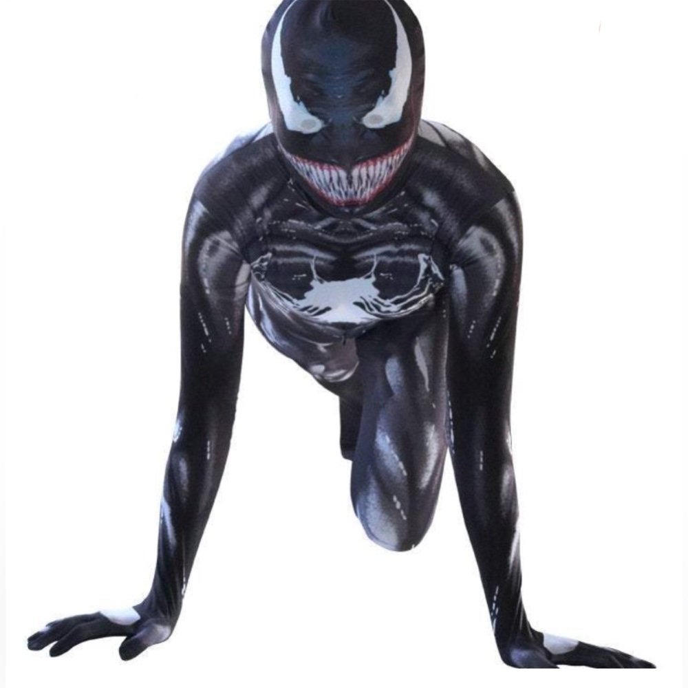Venom Symbiote Boys Costume Jumpsuit Bodysuit Size 12/XXL Fast Shipping!